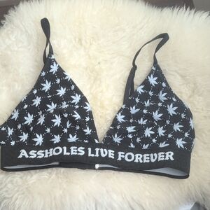 ASSHOLES LIVE FOREVER BLACK BRA SIZE LARGE